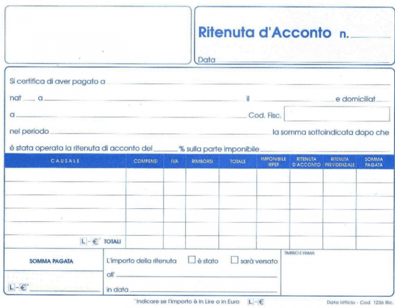 Modello Ritenuta d'acconto quando e come applicarla in fattura Modello Ritenuta d'acconto quando e come applicarla in fattura