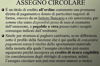 assegno circolare: definizione e caratteristiche