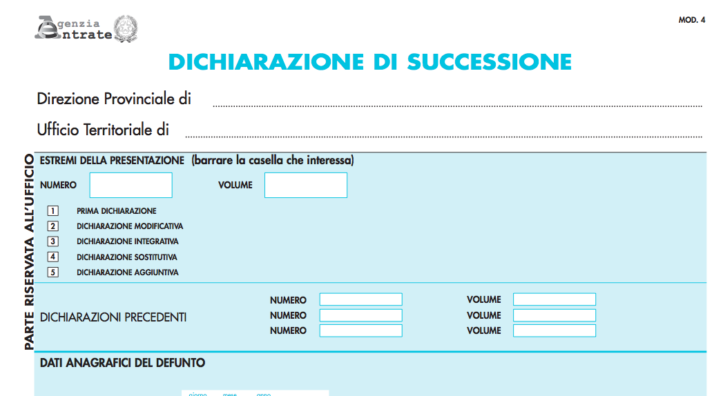 Denuncia Di Successione 2019 2020 Compilazione