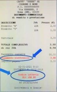 esempio scontrino lotteria scontrino